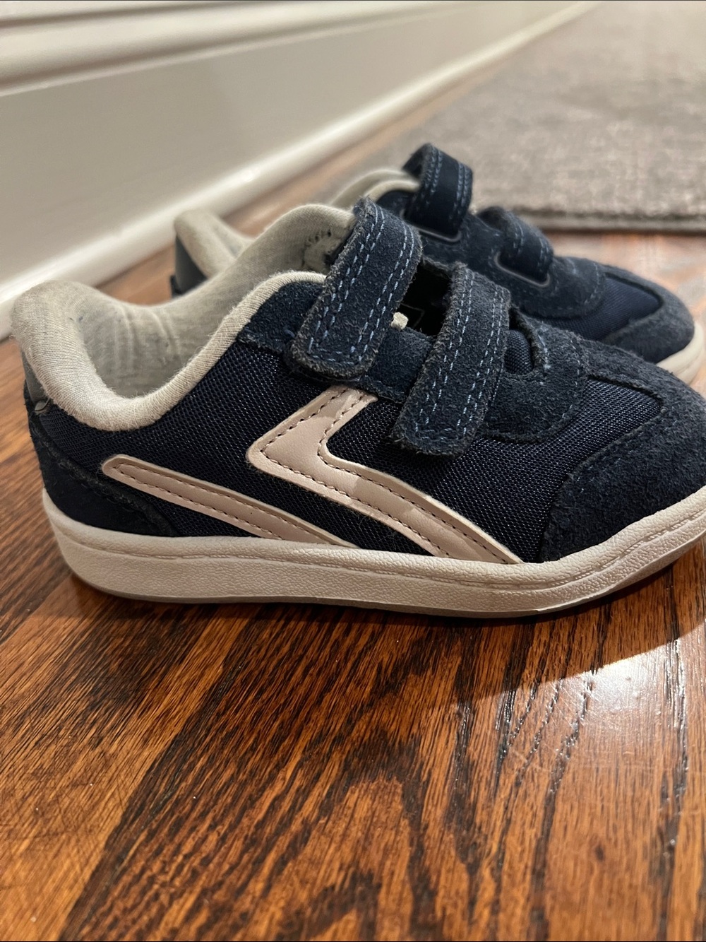 Cat & Jack Navy Velcro Sneakers with White Accent